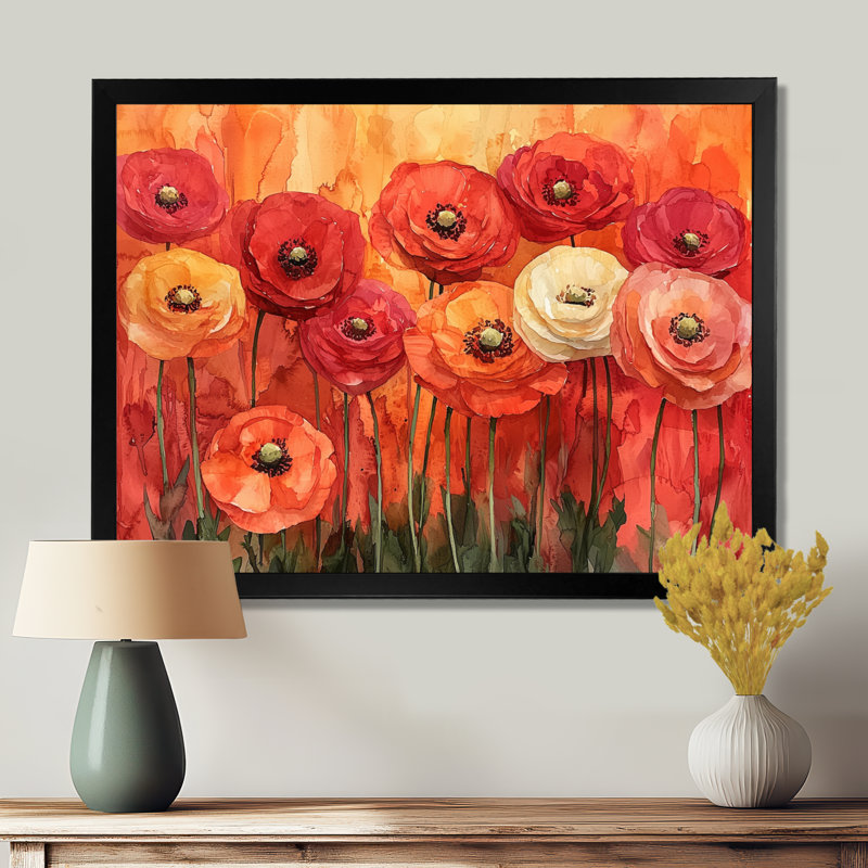 Jaccob - Floral Canvas Wall Decor, H 30 po x l 40 po, Noir, noir, noir, noir, Cadre flottant