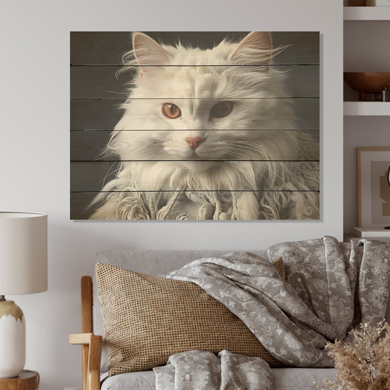 Selkirk Rex Cat Sophistication - Art mural en bois sur bois de pin naturel, H 24 po x l 32 po