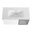 Meuble-lavabo mural 36 po avec lavabo en céramique, 2 portes à fermeture en douceur, meuble-lavabo blanc brillant et 1/2 porte en verre gris, contreplaqué
