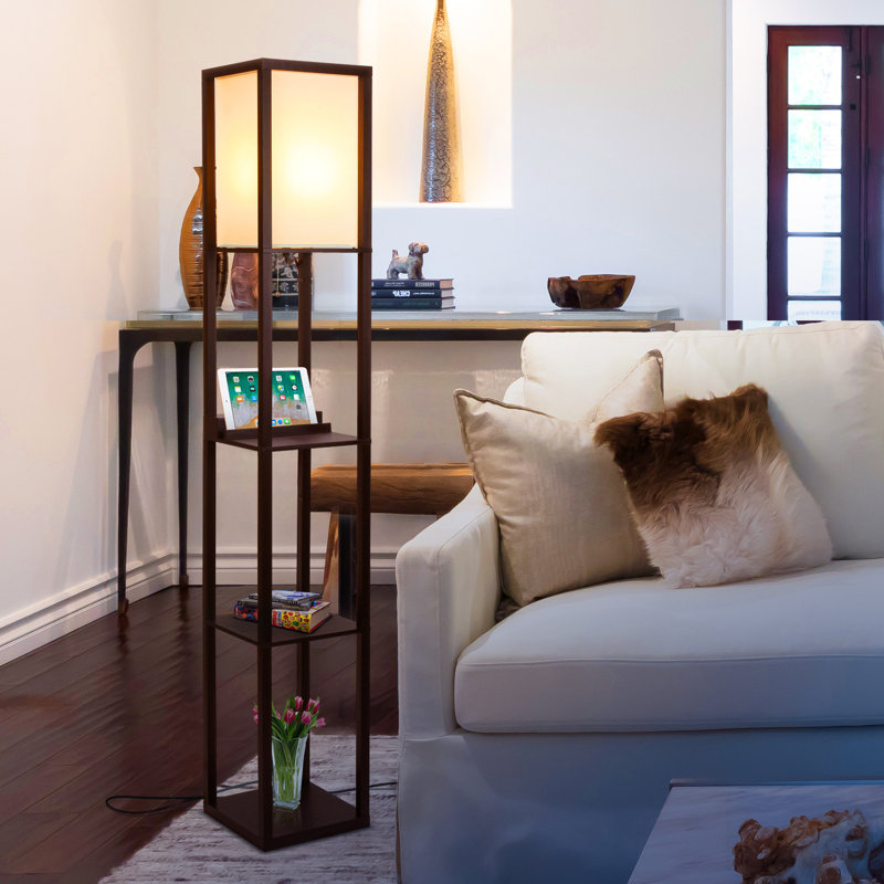 Havana Brown Adjustable Kids Shelf with Integrated Charging