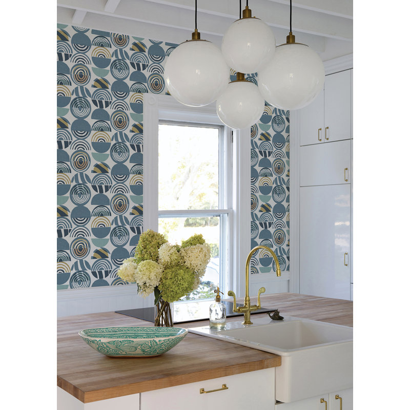 Laguna Retro Geometric Luxury Wallpaper, Blue
