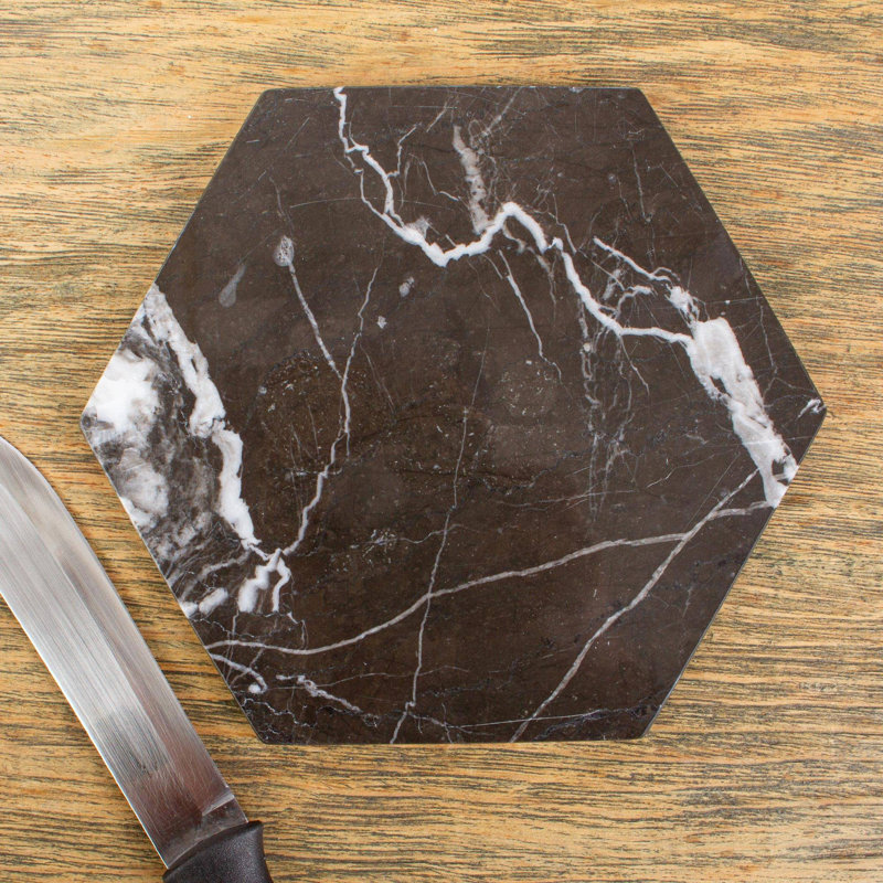 Everly Quinn Marble Cheese Board, Brown