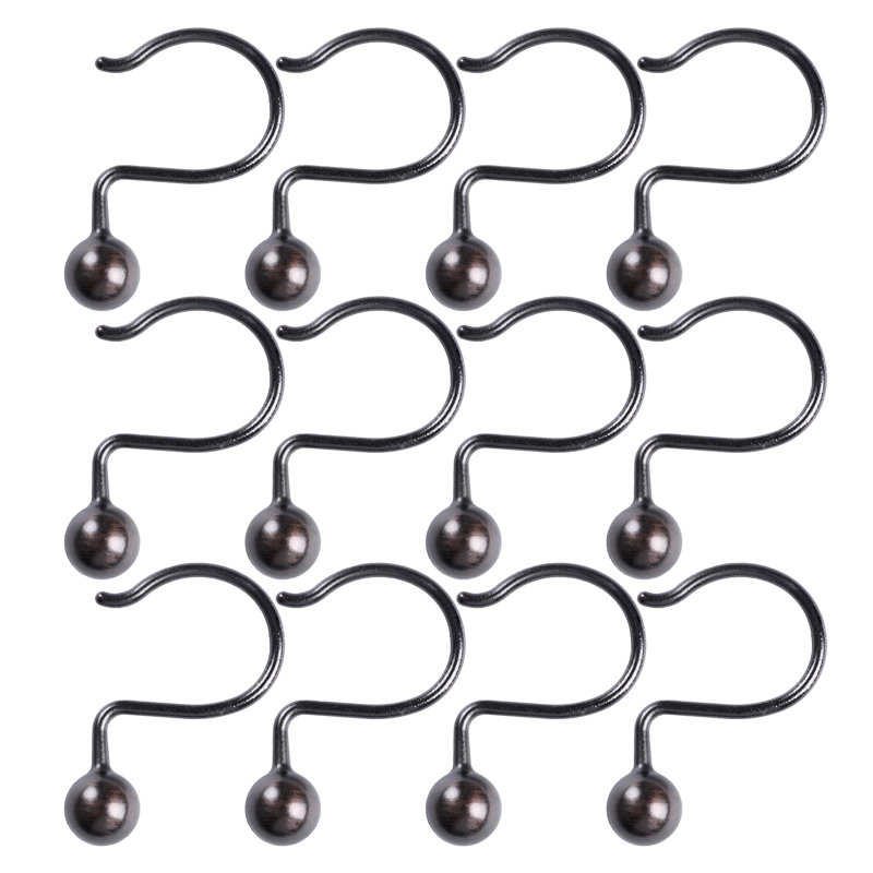 Ball Steel Shower Curtain Hooks, Bronze