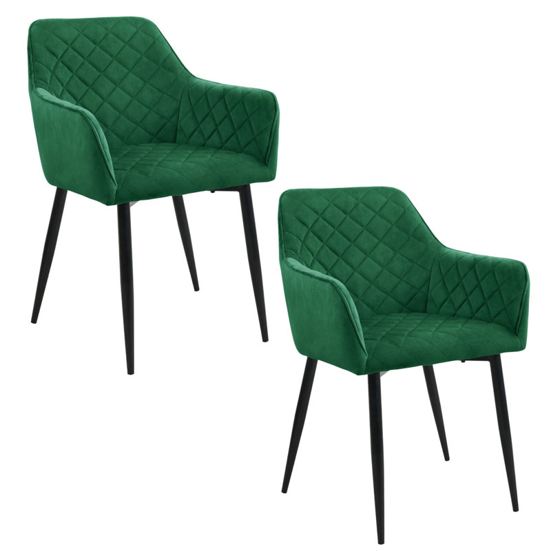 Adrianah 49cm H Tufted Velvet Upholstered Upholstered Back Side Chair in Green