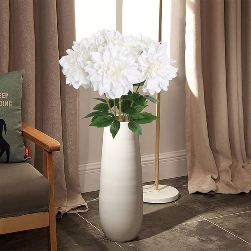 2 pièces de fleurs de dahlia artificielles, Blanc