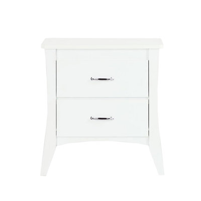 Table de chevet blanche élégante avec 2 tiroirs et système de glissière latérale en métal
