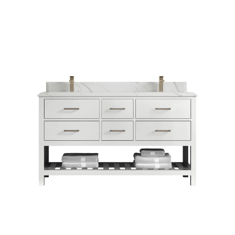 Ensemble de meuble-lavabo double 60 po Parker, Calacatta Laza