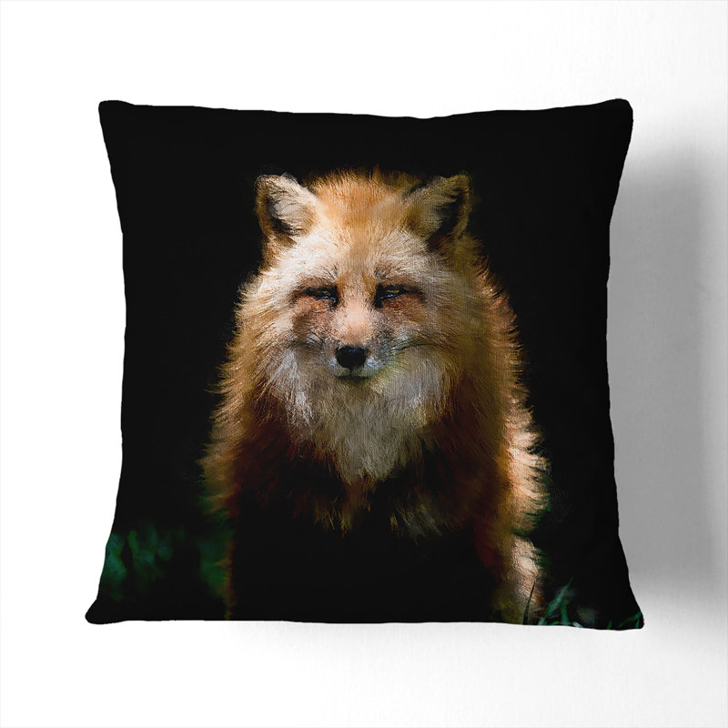 Red Fox Vol.4 Painting Square Throw Cushion, 55cm H x 55cm W x 20cm D, Black