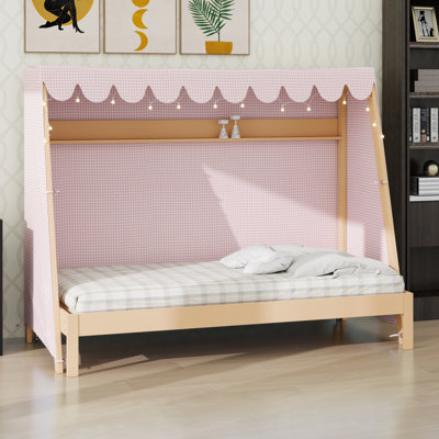 Lit maison avec lit gigogne, étagère, tente et mobilier de chambre à coucher multifonctionnel pour enfants