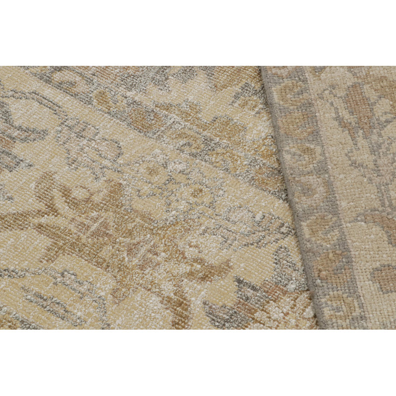 Oushak Hand Knotted Floral Area Rug, Rectangle 6' x 9'