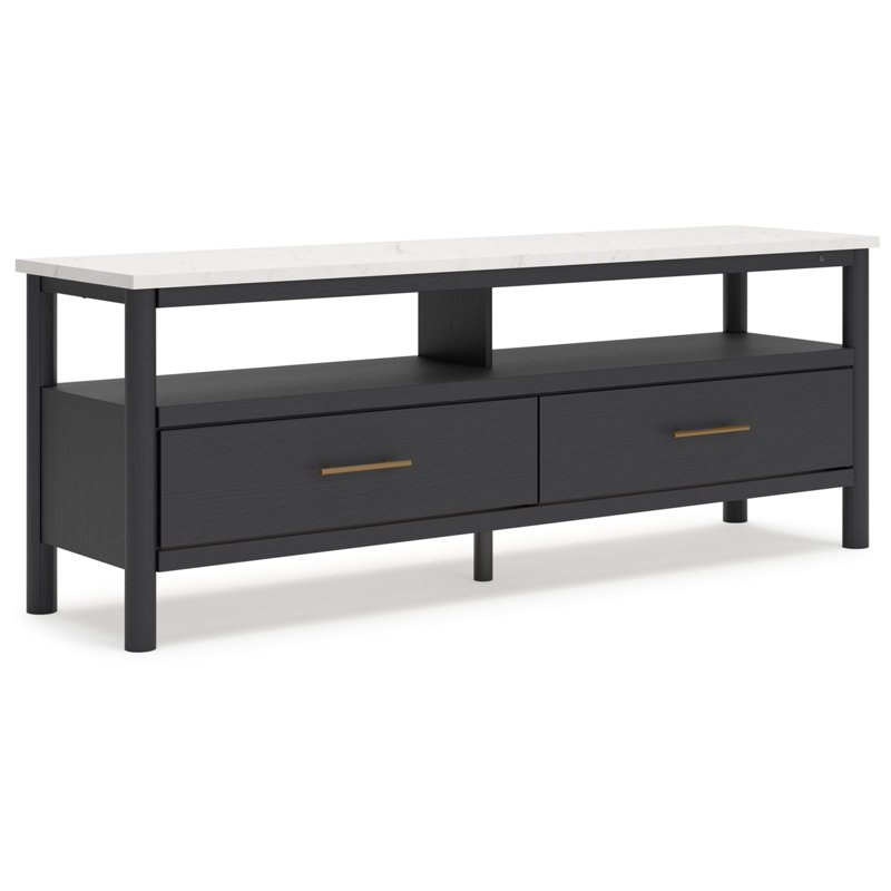 Cadmori 72" Black and White Faux Marble TV Stand