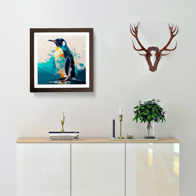 Penguin Palette Knife Painting - Framed Print