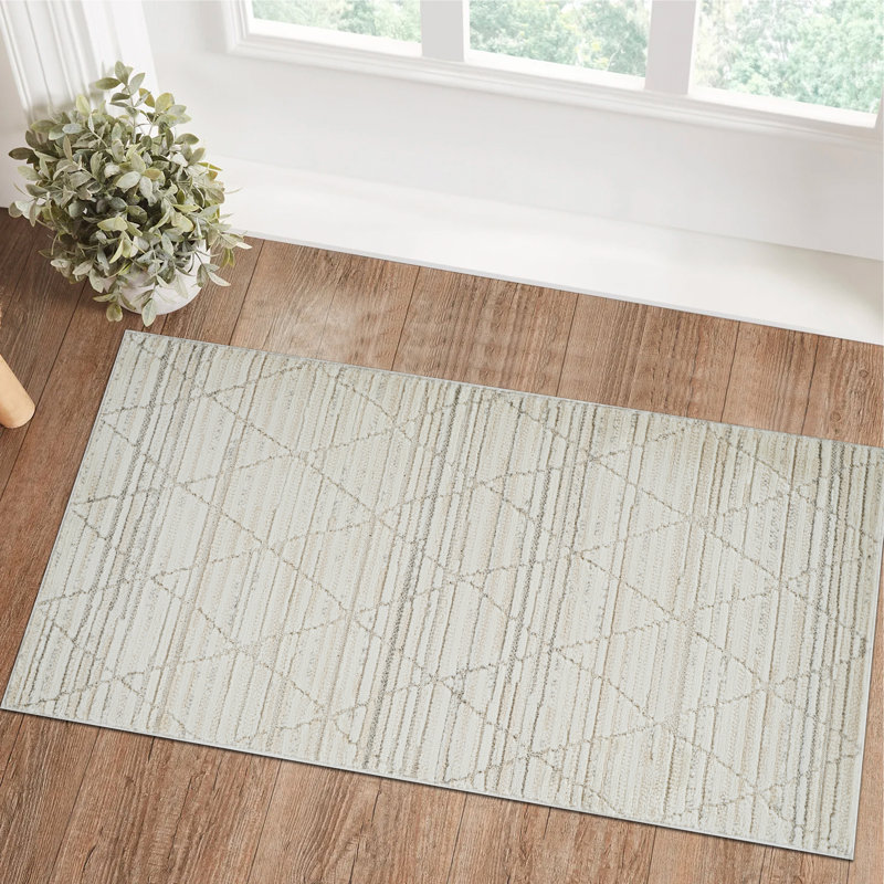 Rug Modern Indoor Doormat Rug, Beige Cream., Runner 2'3" x 5'1"