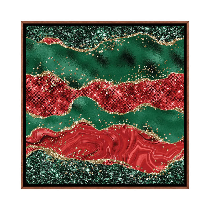«Christmas Glitter Agate Texture VI», reproduction d'art sur toile encadrée, H 26 po x l 26 po, Brun