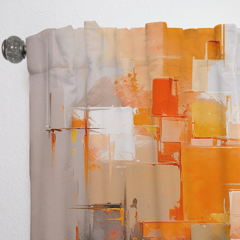 Orange Brown Shattered Realities - Modern Curtain - Velvet Room Darkening - 1 Panel, 52" W x 90" L