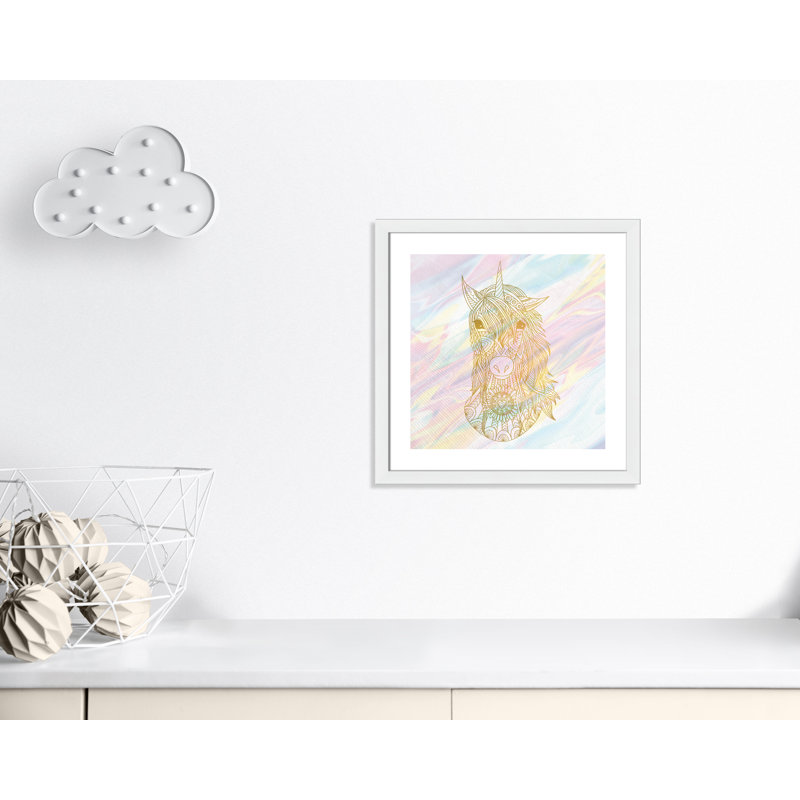 Dreaming licorne 2, H 22,5 po x l 22,5 po x P 0,63 po, Cadre blanc