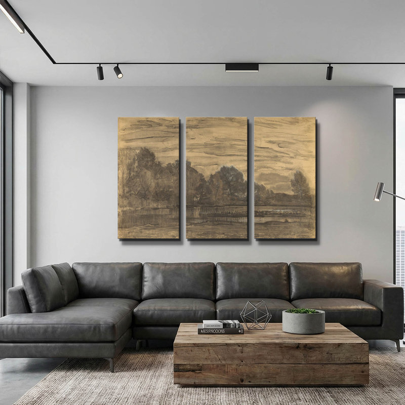 « Fen près de Saasveld, Californie, 1907 » par Piet Mondrian, décoration murale triptyque, 60 x 40 po, 60 po x 40 po