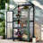 Height Wood Large Greenhouse Balcony Portable Cold Frame With Wheels, Adjustable Shelves And Openable Roof