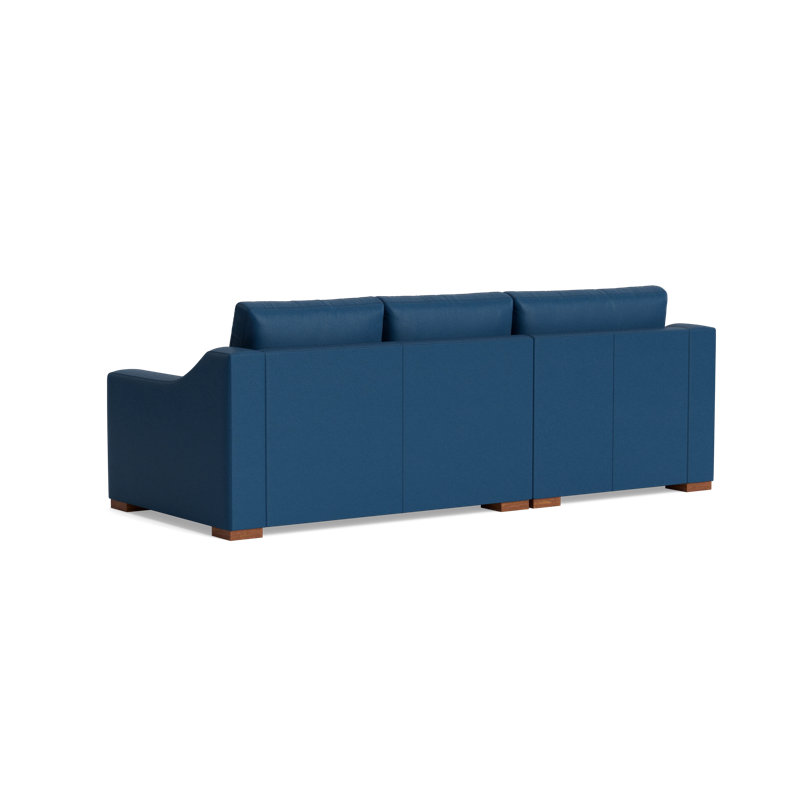 Lucca Leather Chaise Sectional, Bison Deep Blue Top Grain Leather, Left Hand Facing