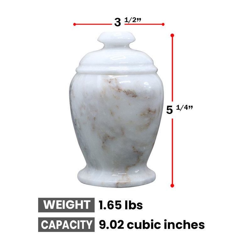 Marble Keepsake Cremation Urn For Ashes, Gray