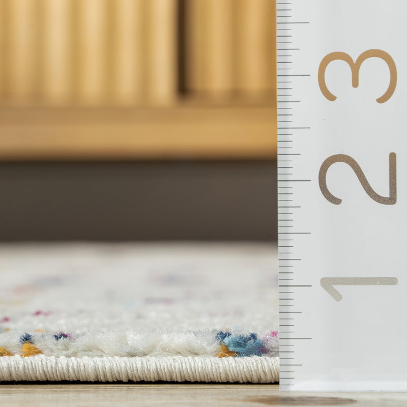 Tapis multicolore à motif marocain tissé à la machine Performance Amanti, Rond 6 pi