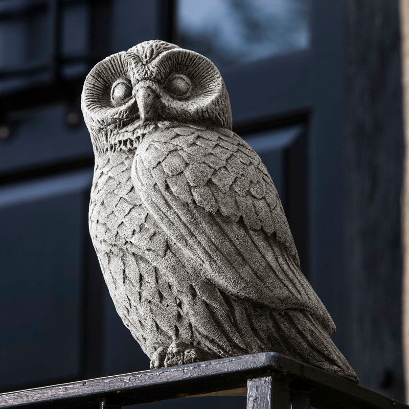 Bird Owl Garden Statue, Graystone
