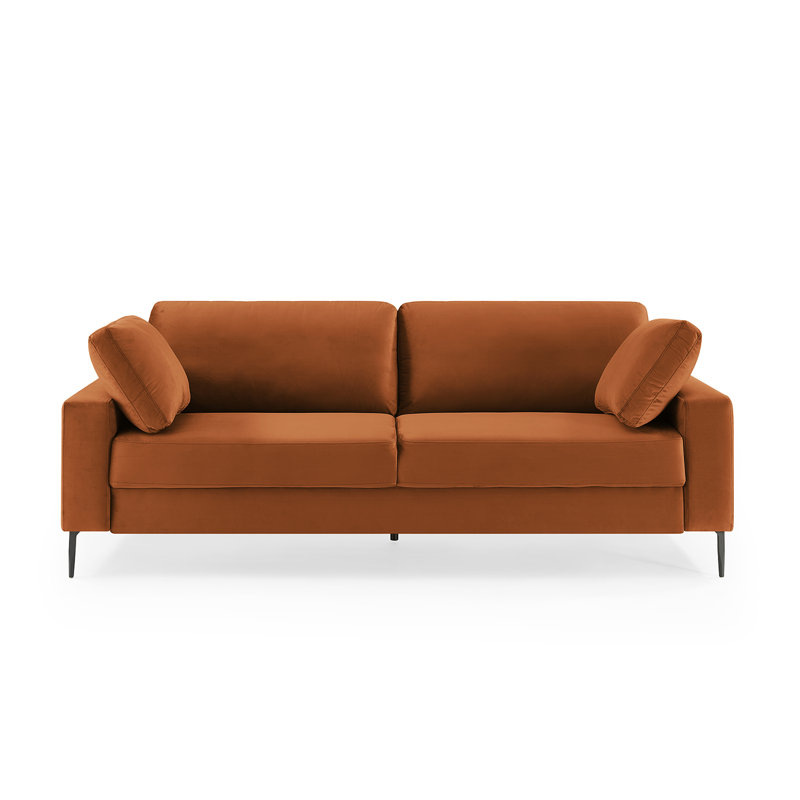 Etta 214.1Cm Velvet Square Arms Sofa, Curry Velvet