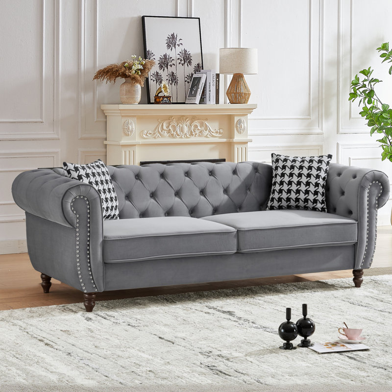 Canapé Chesterfield Munafo, Gris