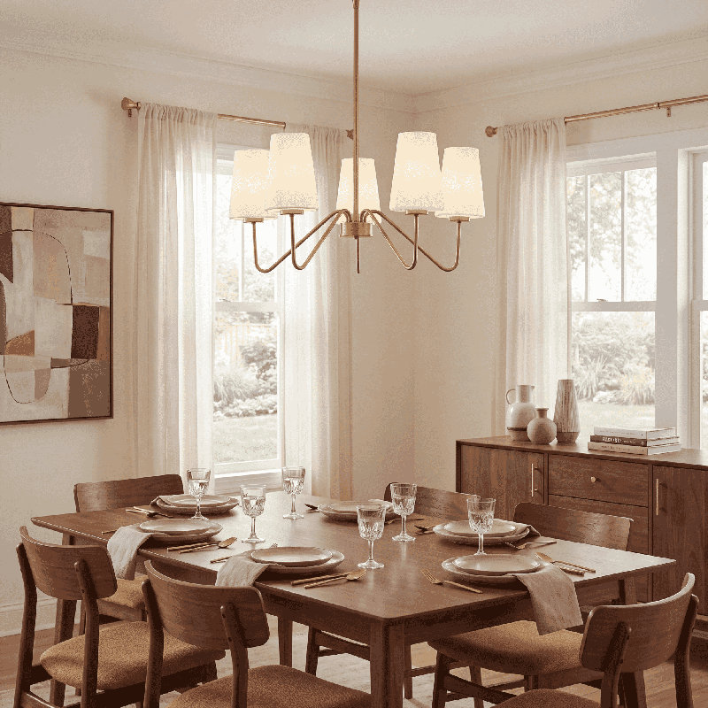 Higginson 5 - Light Chandelier in Brass, Brass