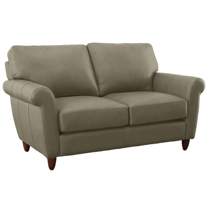 Causeuse en cuir véritable Cherish, Gris clair