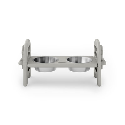 Dark Gray Adjustable Pet Bowl, Durable Recycled HDPE Poly Lumber, Travel Ready