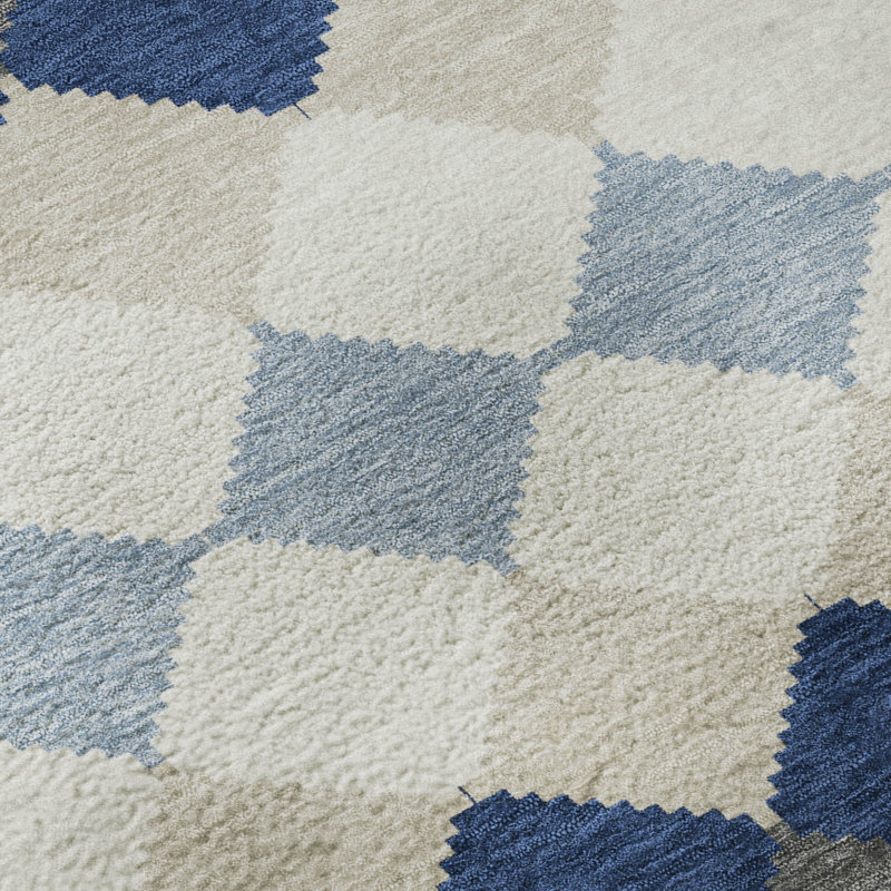 Tapis géométrique de qualité supérieure lavable à la machine Bunderberg AMF1007, Rectangle 10 pi x 14 pi