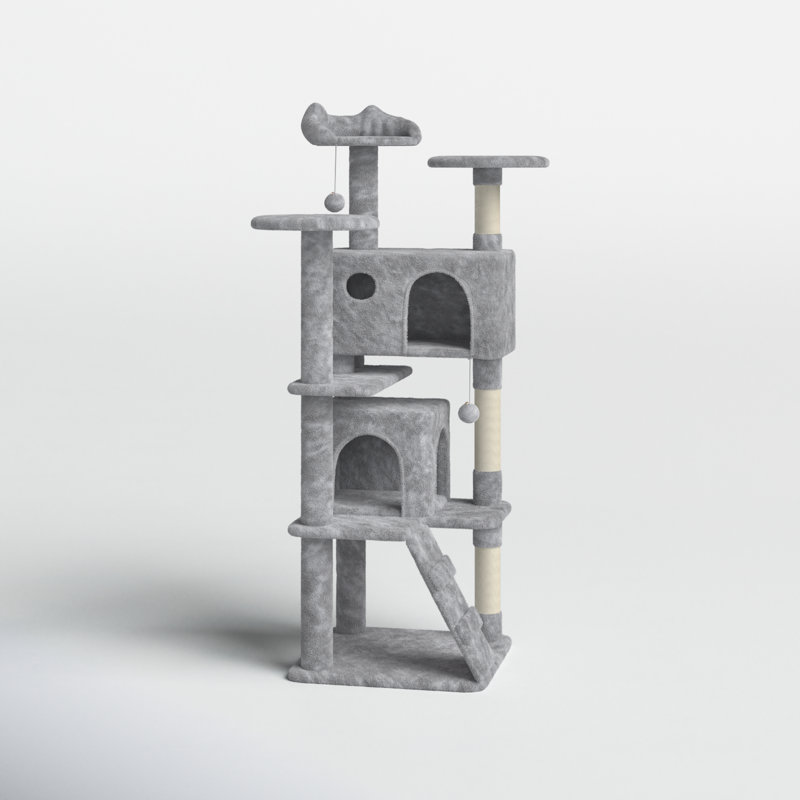 Arbre à chat 61,5 po Dagenham, Gris clair, H 61,5 po x l 19,5 po x P 19,5 po