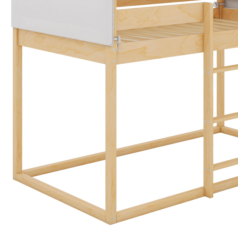 Twin Over Twin Wood Bunk Bed With Tent, Natural