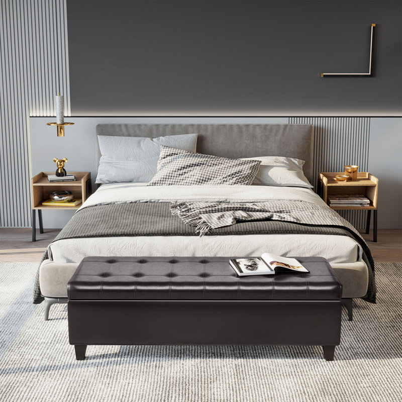 Banc de rangement pour repose-pieds 51 po, Chocolat noir