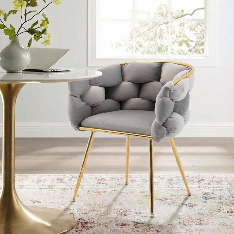 Chaise rembourrée en velours Modern, Gris