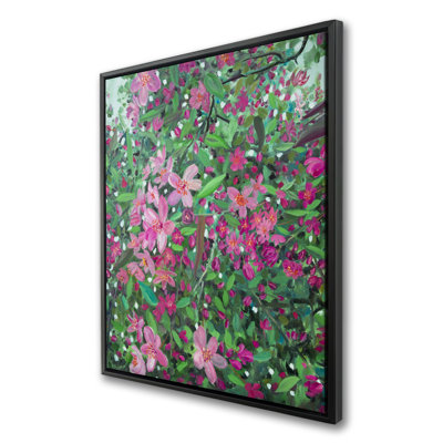 Cherry Tree Blooming - Green Bedroom Framed Canvas Decor