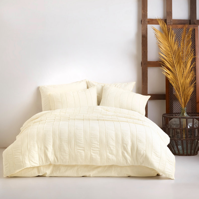 Ensemble de housse de couette 100% coton Burkhard, Housse de couette très grand + 2 taies d'oreiller, Blanc