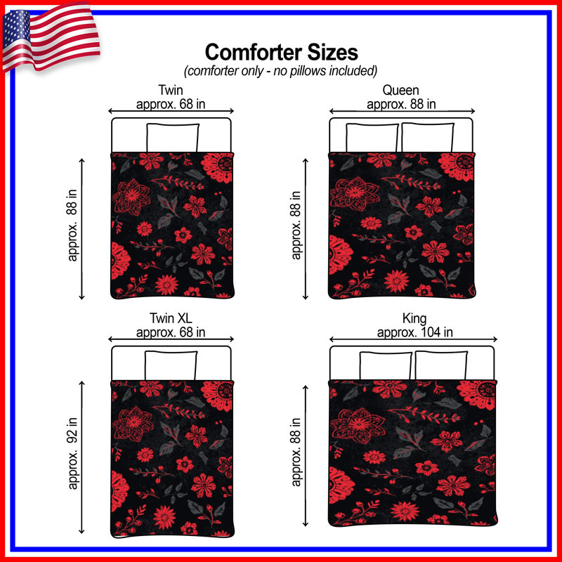 Floral Pattern Comforter, Queen