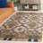 Blossom Tufted Wool/Cotton Performance Floral Rug in Blue/Gold-95854734