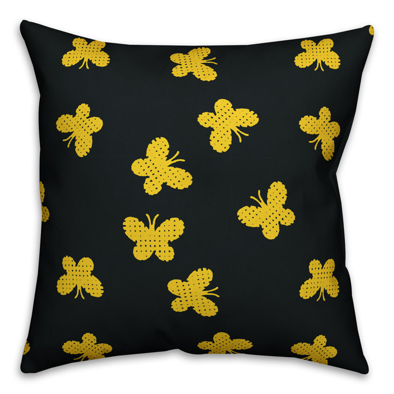 Housse de coussin Butterfly, 16 po x 1 po, Jaune