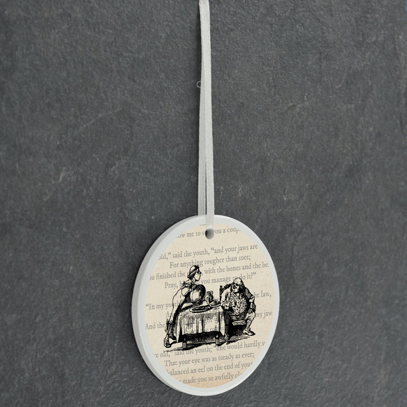 Goose Alice In Wonderland Circle Shaped Ceramic Ornament Bauble