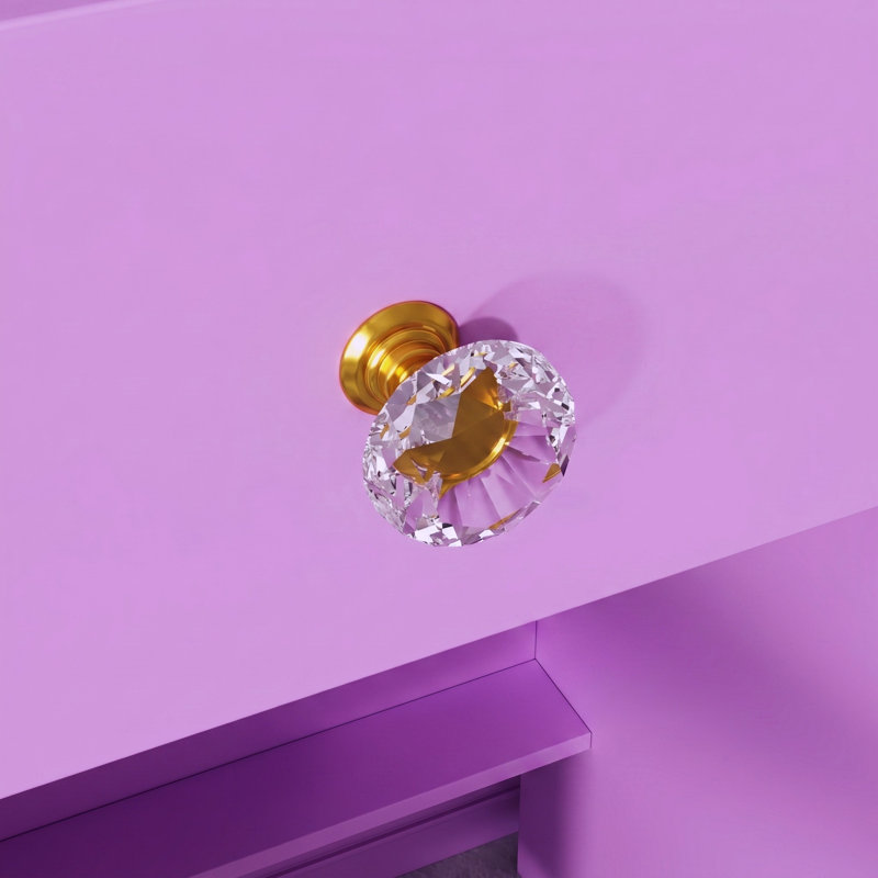 Coiffeuse de maquillage moderne avec miroir lumineux et rangement solide, Pink