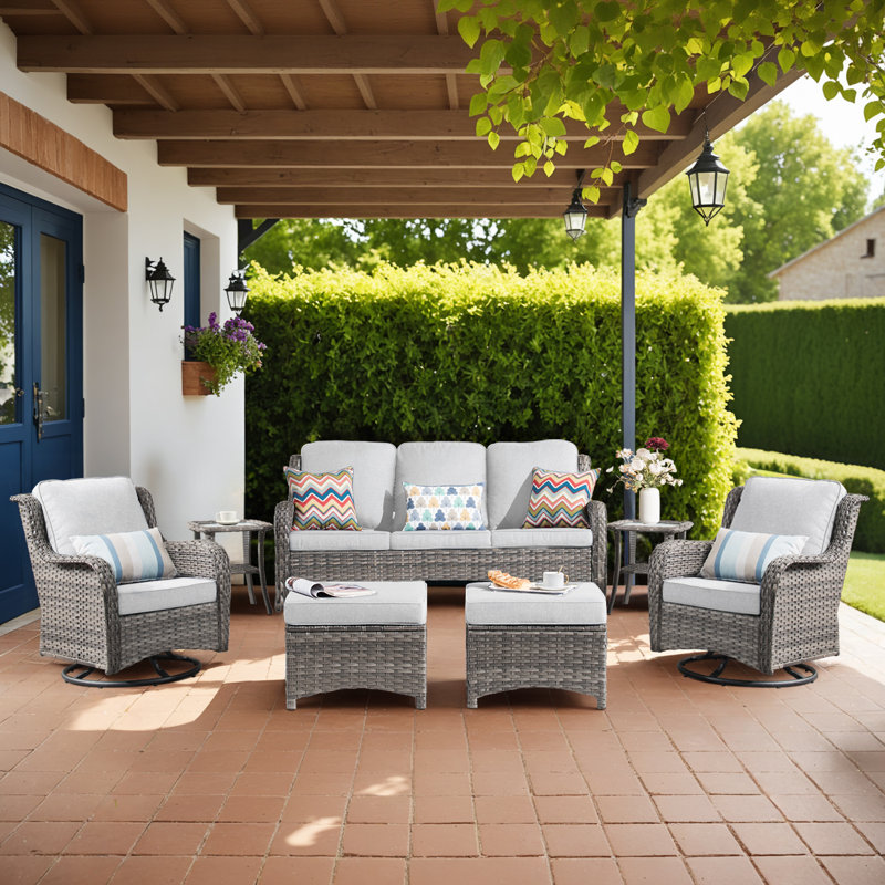 Tommy 5 -Person Outdoor Seating Group With Cushions, Gray