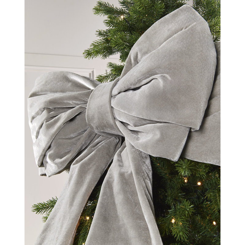 133cm Solid Colour Velvet Bow, Silver