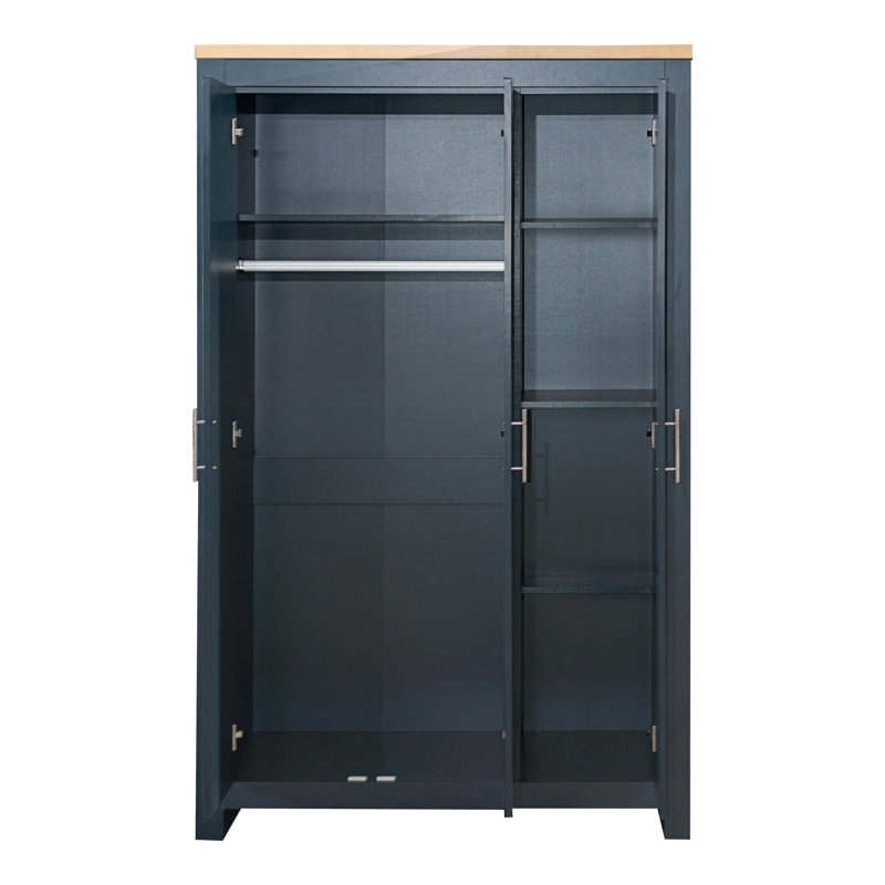 Portico 3 Door Manufactured Wood Wardrobe, Blue