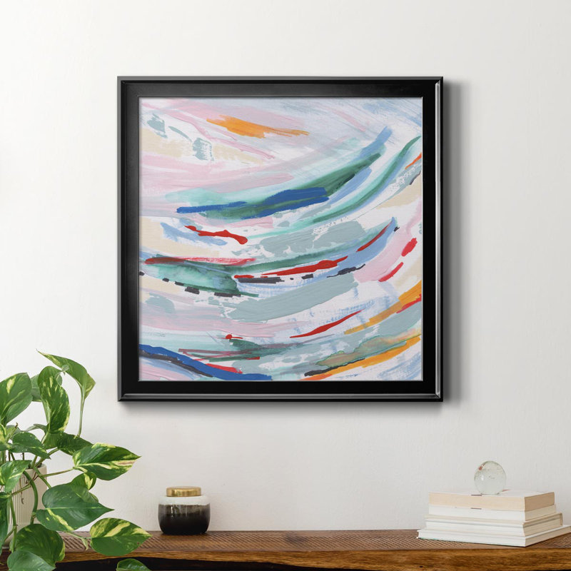 Waterway II - peinture sur toile encadrée, H 17,5 po x l 17,5 po x P 1,5 po, Noir