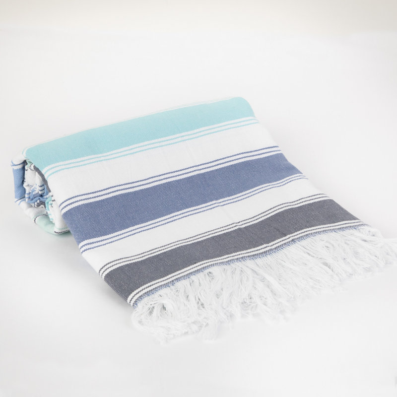 Cotton Beach Towel, Blue/Yellow/White