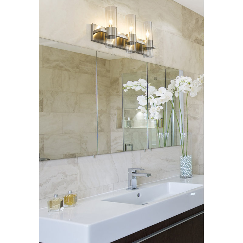 3 - Light Dimmable Vanity Light, Brushed Nickel