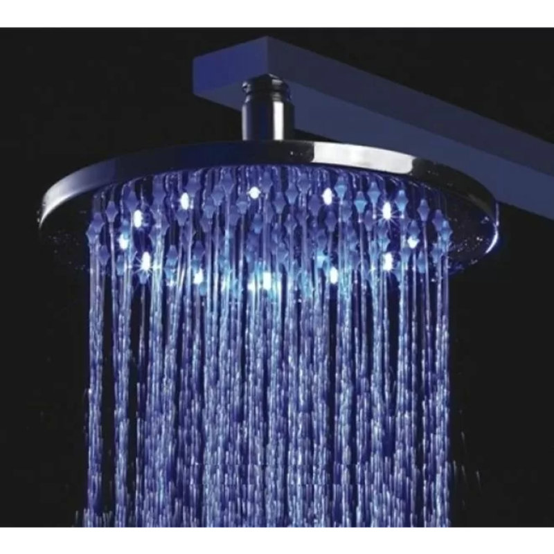 Juno Contemporary Chrome Finish Round LED Shower Head – Wall-Mounted Rainfall Design